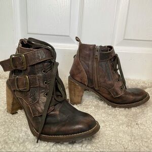 FEUD Britannia EUC Brown Leather Lace Up Heeled Boots 6